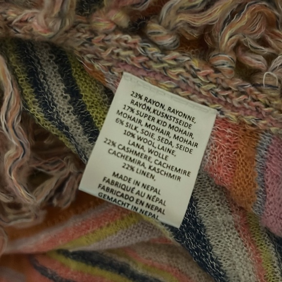 NWT Minnie Rose Striped Hooded Poncho with Fringe - Picture 6 of 6